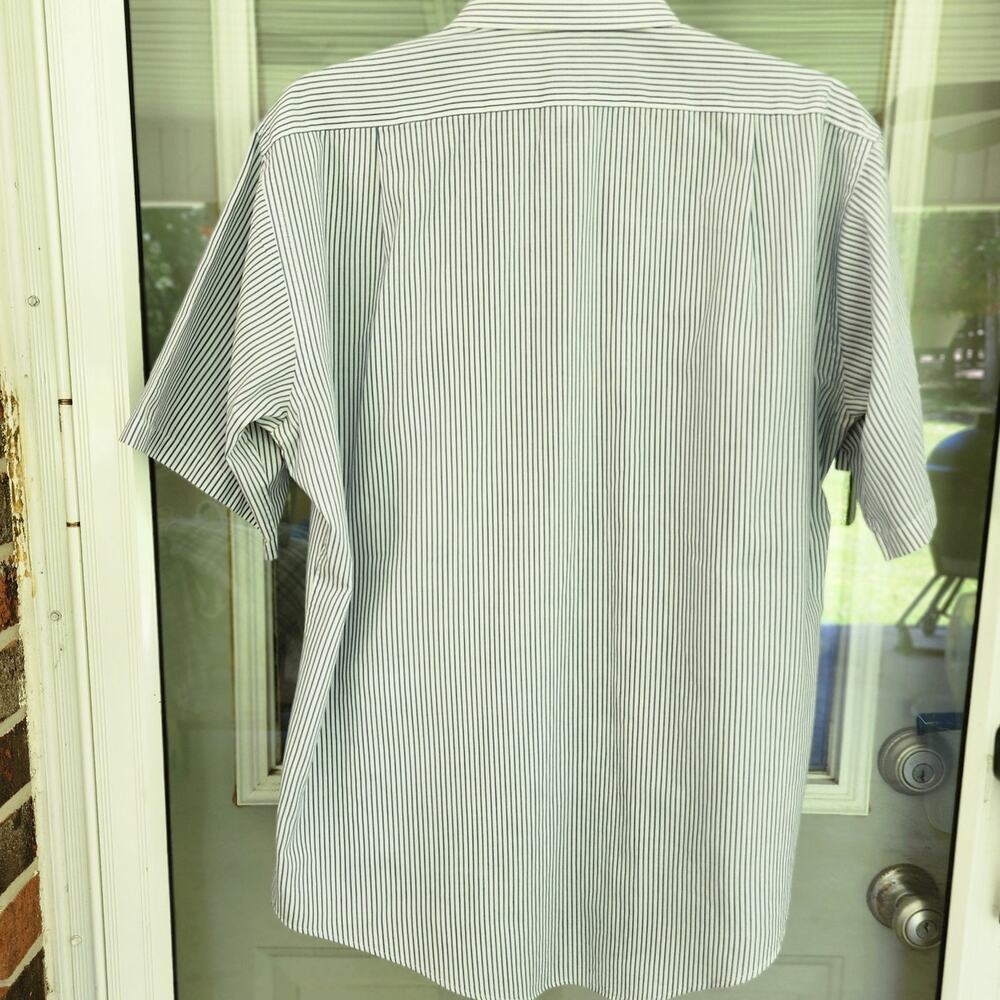 Vintage Etienne Aigner Men's 16 Half Sleeve Striped Button Front Dress Shirt - Picture 3 of 6